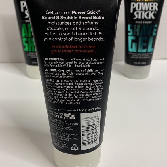 Power Stick | Men’s Shave & Skincare BUNDLE | 4 Bottles Balm Shave Wash Gel Hair - Picture 3 of 11